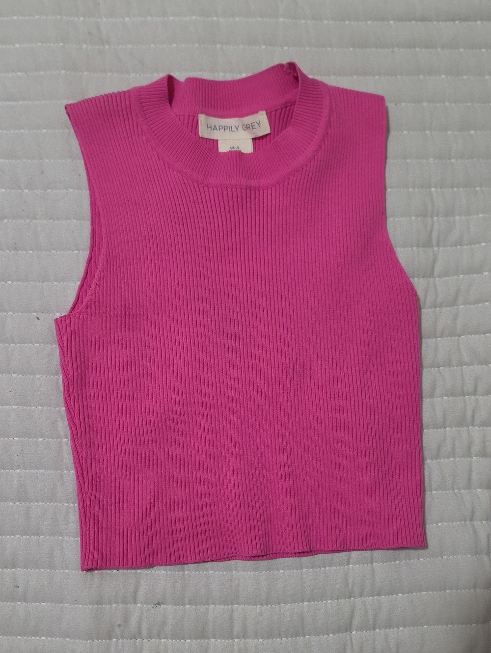Happily Grey Women's Fitted Sleeveless Ribbed Top - Bright Pink